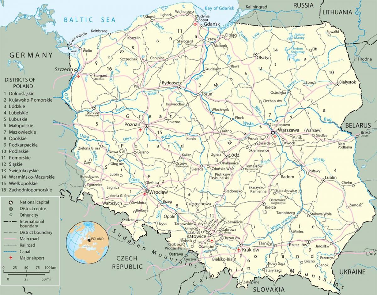 国の地図 ポーランド